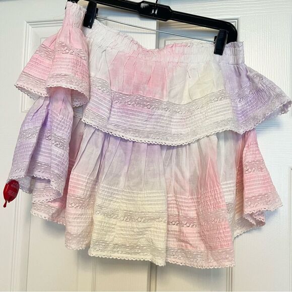 Loveshackfancy Ruffle Mini Skirt Multicolor Tie Dye XL NEW MSRP $225 - Picture 3 of 8